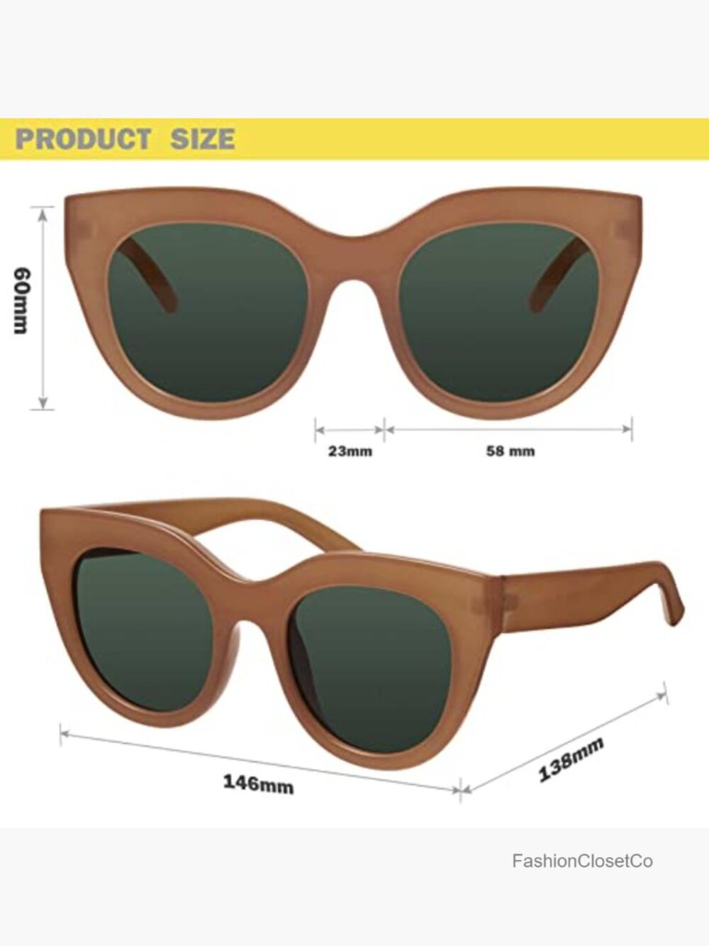 Oversized Cat Eye Sunglasses with UV400 Protection for Women - Picture 5 of 7